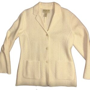 ❤️ Jones New York Ivory/Cream Cardigan Blazer/Jacket 100% Wool - Size Large